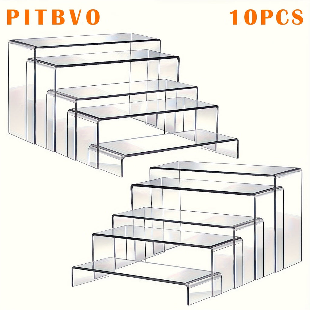 Acrylic Display Risers Clear Transparent Stands for Funko Pop Figures, Cupcakes, Jewelry, Perfume Bottles ¨C Multi-Size Display Shelf Organizer for Home, Store & Craft Show ¨C 10 or 20 Piece Set Large Size
