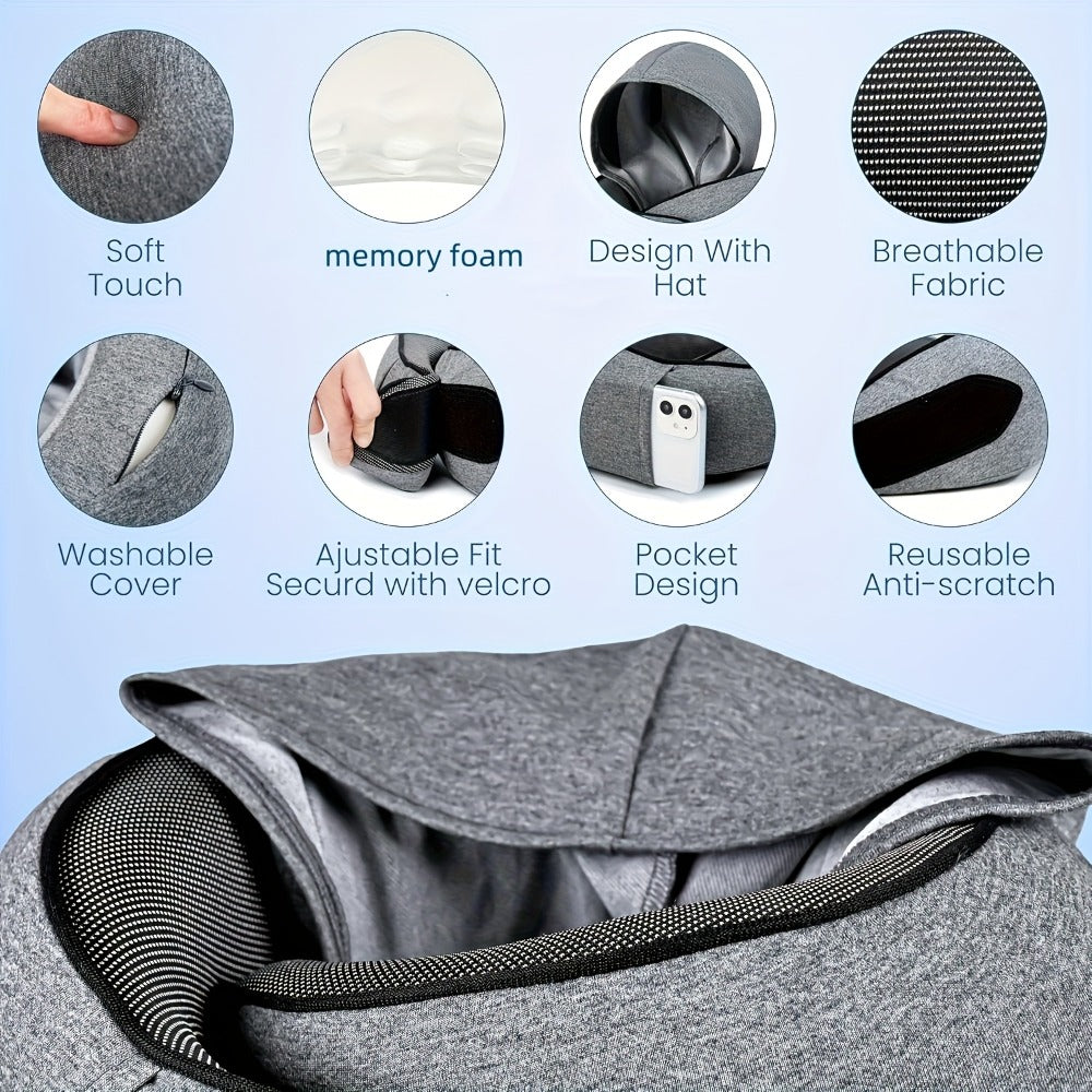 Travel Neck Pillow U-Shaped Memory Foam Cervical Support Pillow for Airplane, Car & Hotel ¨C Portable & Ergonomic