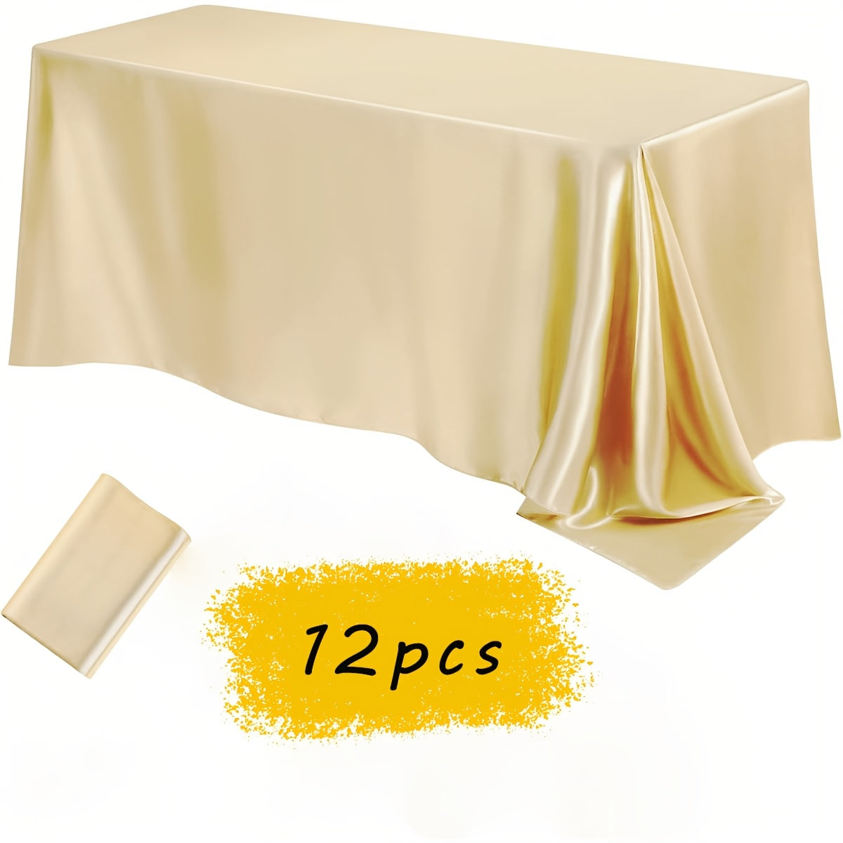 Satin Tablecloth 12pcs 57¡±x102¡± Rectangular Silky Smooth Fabric Table Cover for Wedding Banquet Birthday Party Holiday Event