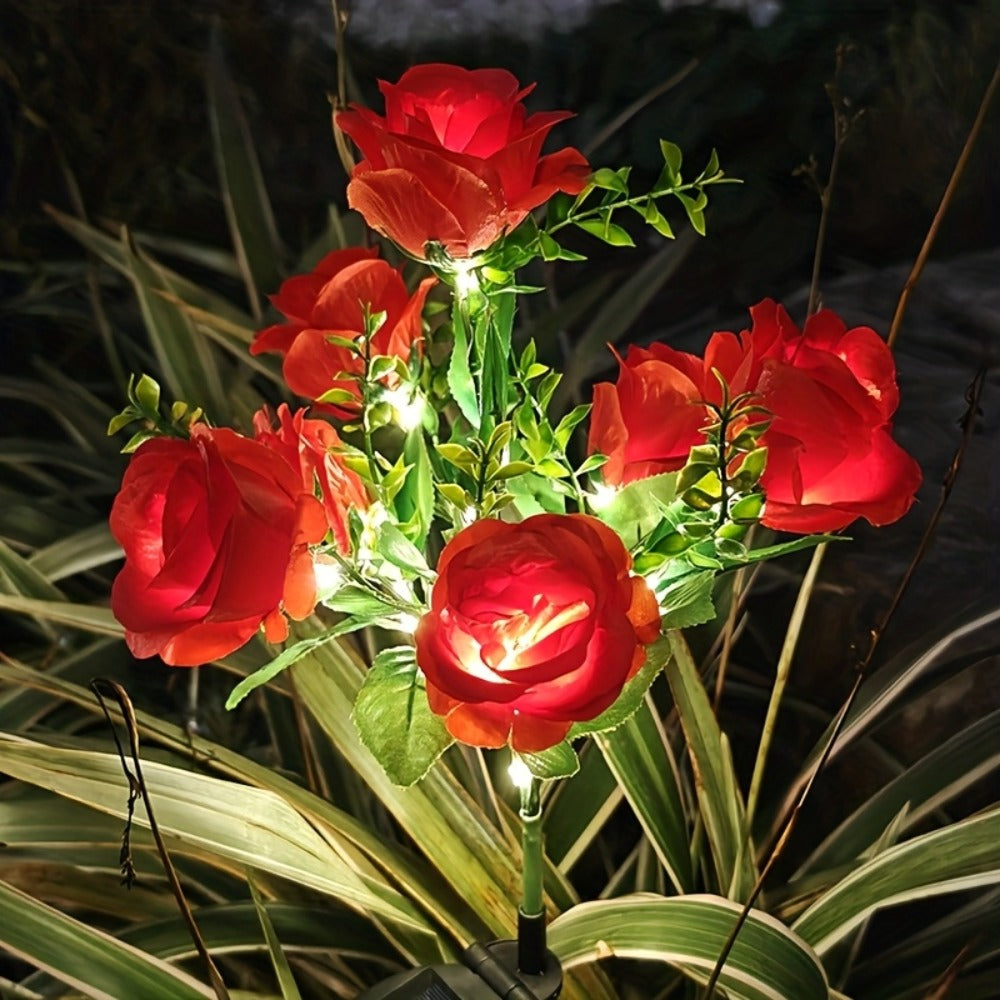 Solar Garden Lights Outdoor 2 Pack ¨C 14 Realistic Rose Stake Lights, Solar Powered Yard & Patio Decor