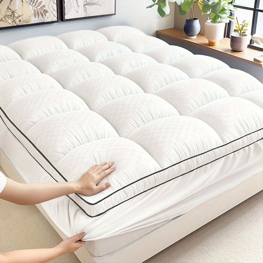 Quilted Mattress Topper Pillow Top 1000GSM - Fitted Mattress Pad Cover Deep Pocket 8-21 Inch, Breathable Cooling Mattress Protector Twin Full Queen King, Machine Washable, 4 Colors