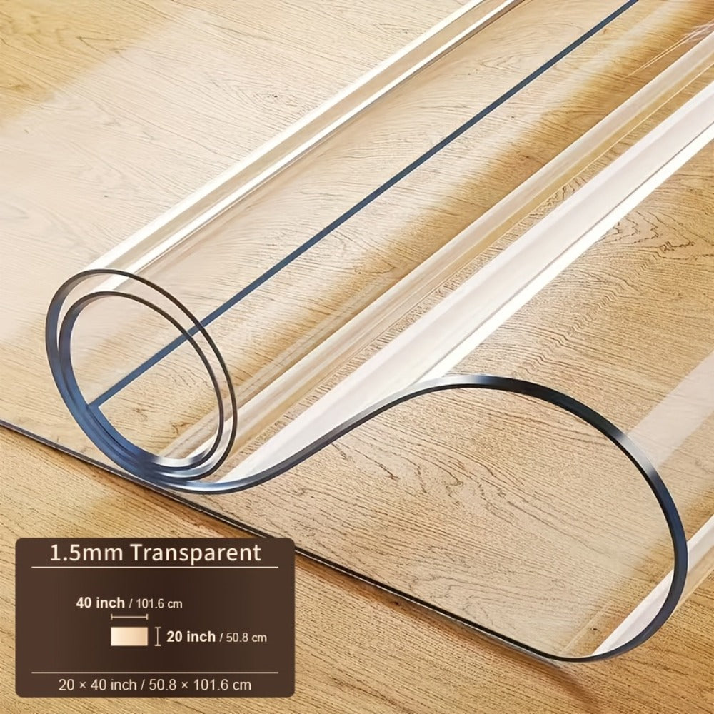 Clear PVC Tablecloth Table Protector 1.5mm Thick Transparent Table Cover Heat Resistant Scratch Resistant Waterproof Desk Mat for Dining Table Home Office Restaurant Coffee Table Multiple Sizes