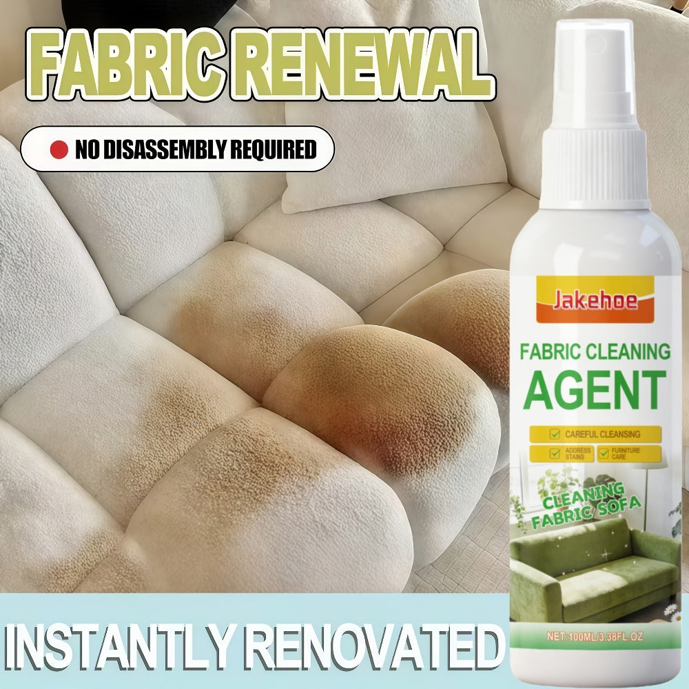 Sofa Cleaner Spray Fabric Stain Remover for Couch Car Interior Upholstery Soft Safe Quick-Drying Formula 3.38oz with Sponge and Towel Multi-Purpose Furniture Cleaner 1 2 or 3 Set Value Pack