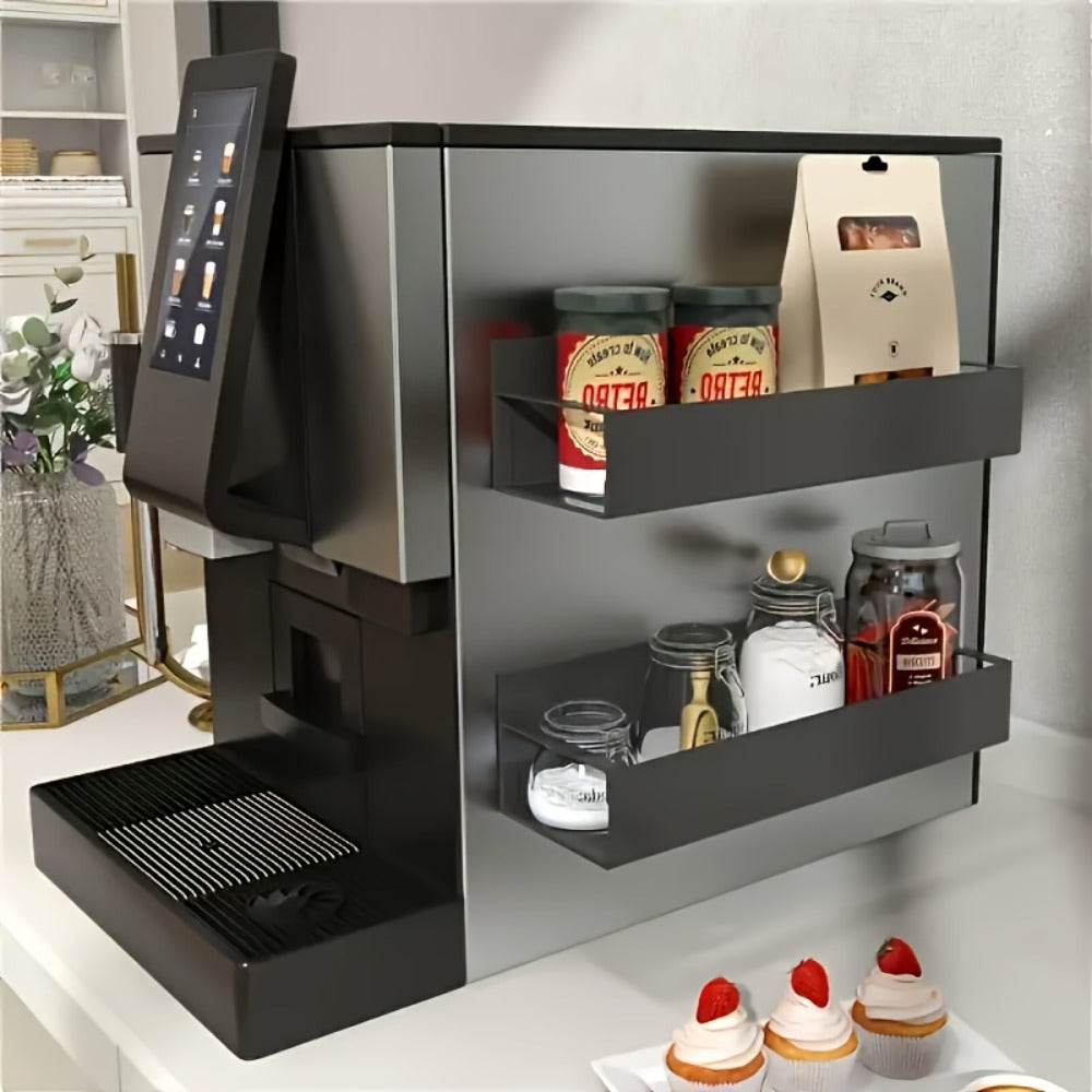 Magnetic Storage Box Organizer for Refrigerator, Washing Machine & Coffee Machine ¨C Strong Magnetic Adsorption No-Drill Spice Rack & Kitchen Organizer, Stylish Household Storage (Black/White, 2/4pcs)