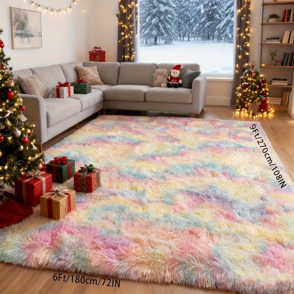 Rainbow Tie Dye Shag Area Rug ¨C Soft Fluffy Non-Slip Machine Washable Carpet for Living Room Bedroom Home Office