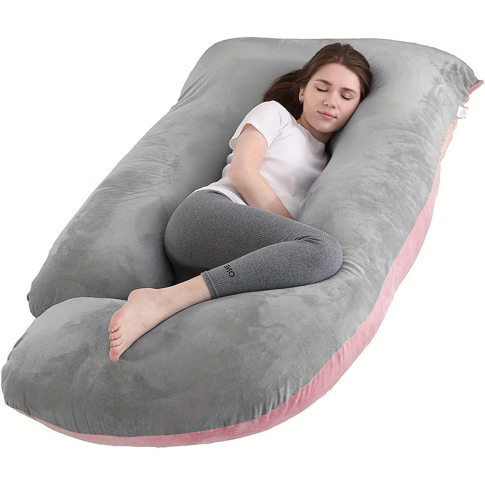 Pregnancy Pillow J-Shape 60 Inch Full Body Maternity Pillow with Velvet Cover ¨C Back Leg Belly Support for Pregnant Women Side Sleeper Body Pillow Multiple Colors