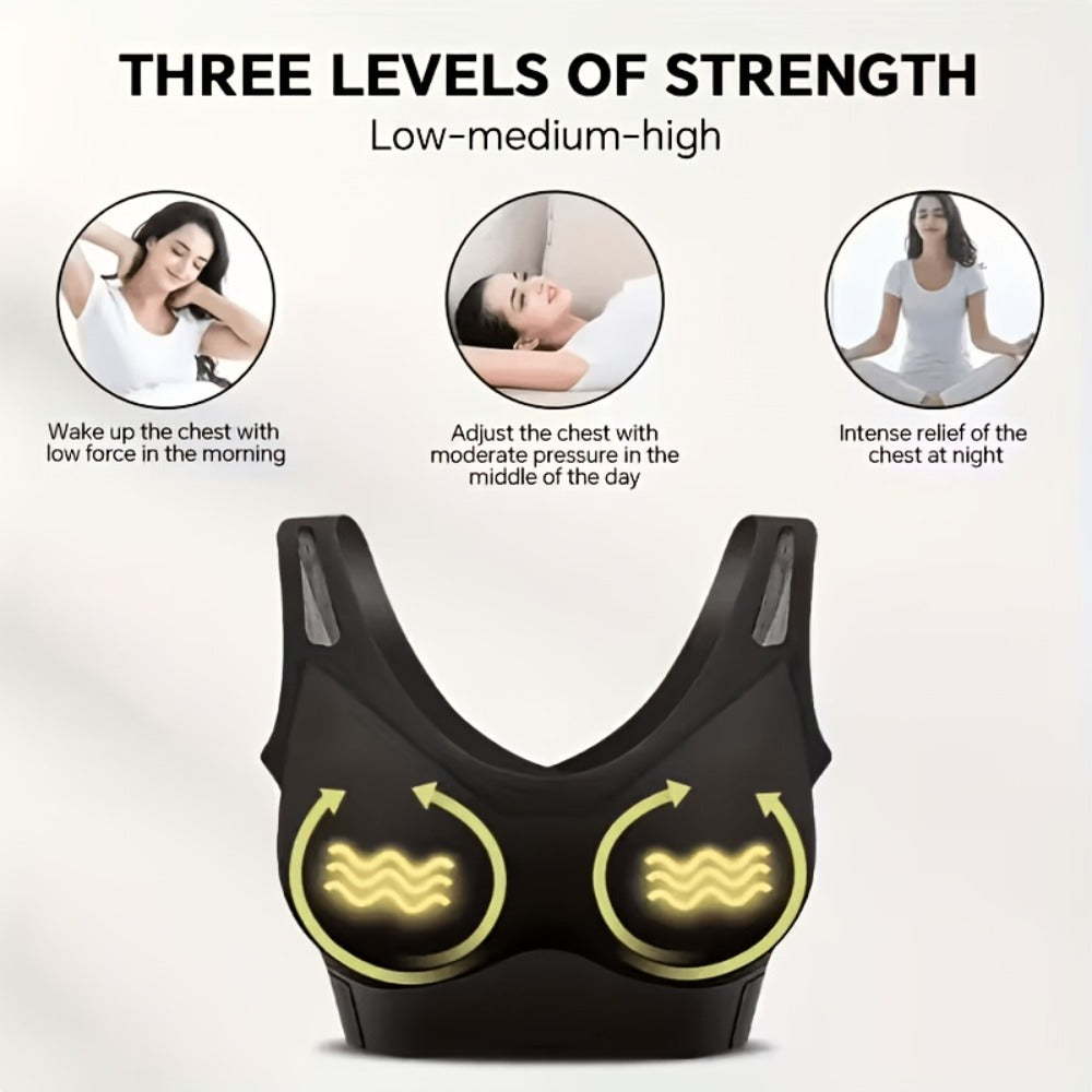 Electric Chest Massager Vibration Rechargeable - Intelligent Constant Temperature Heating Massage Bra for Women, Multi-Functional Wearable Chest Massager for Home Use, Sports Cross-Back Design XXL Size