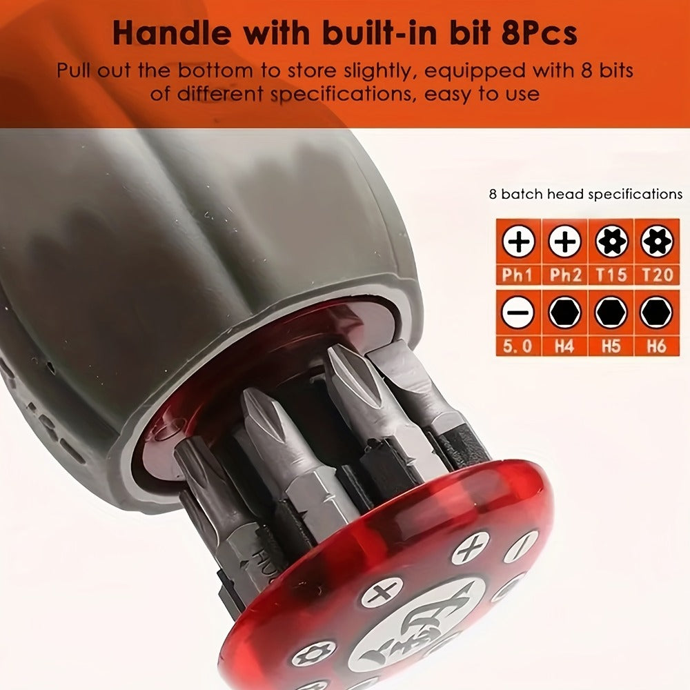 8-in-1 Ratcheting Screwdriver Set Magnetic Tip Multi Bit Tool Kit for DIY Home Repair Projects