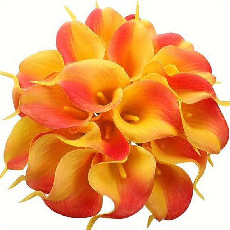 Eternal Lotus Flower Bouquet 20pcs ¨C Horseshoe Lotus Artificial Flowers for Wedding Decoration, Home Floral Arrangements, Outdoor & Festival Decor ¨C White, Black, Red & Orange (No Vase)