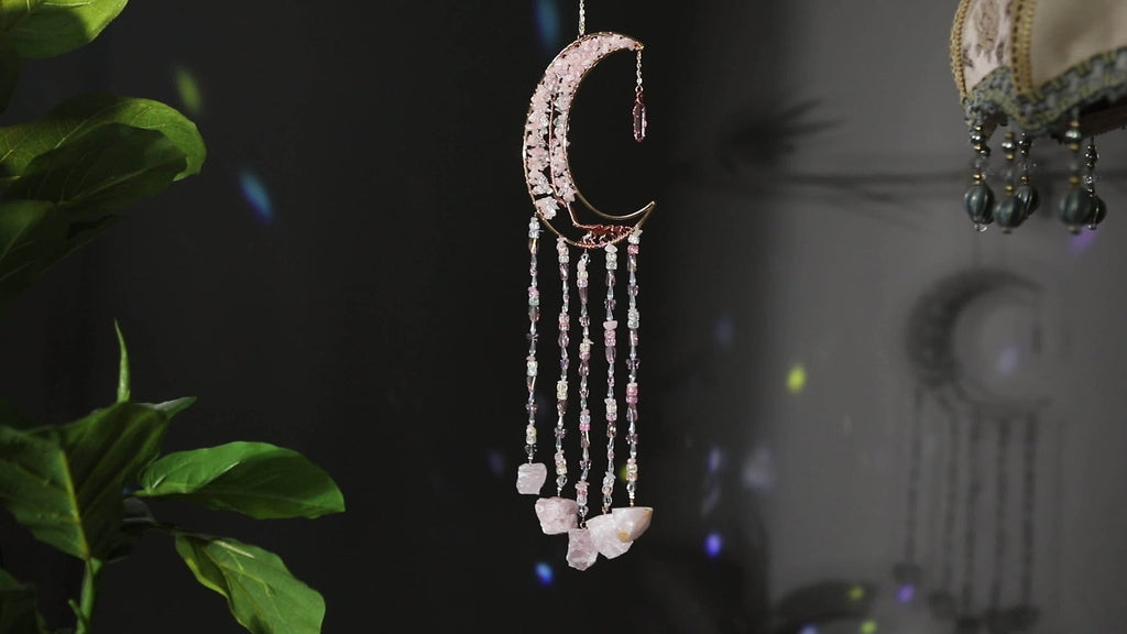 Dreamcatcher Moon Suncatcher Wall Hanging ¨C Handmade Boho Wind Chime Pendant for Indoor Outdoor Garden, Courtyard & Party Decor ¨C Christmas & Birthday Gift