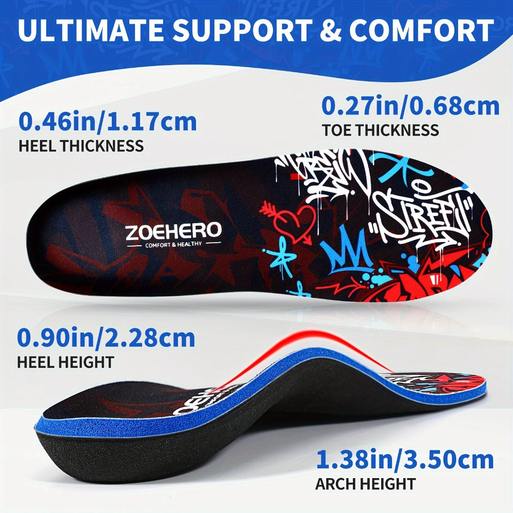 Arch Support Insoles for Men & Women - Heavy Duty Flat Feet Shoe Inserts, Shock Absorbing Comfort Insoles for Standing All Day, Work, Sports, Walking & Hiking
