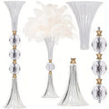 Tall Acrylic Vases 2-Pack ¨C 24.8 Inch Clear Ribbed Floor Vase with Gold Rim, Transparent Crystal Flower Stand for Wedding Centerpiece, Bridal Shower, Bohemian Decor & Home Living Room