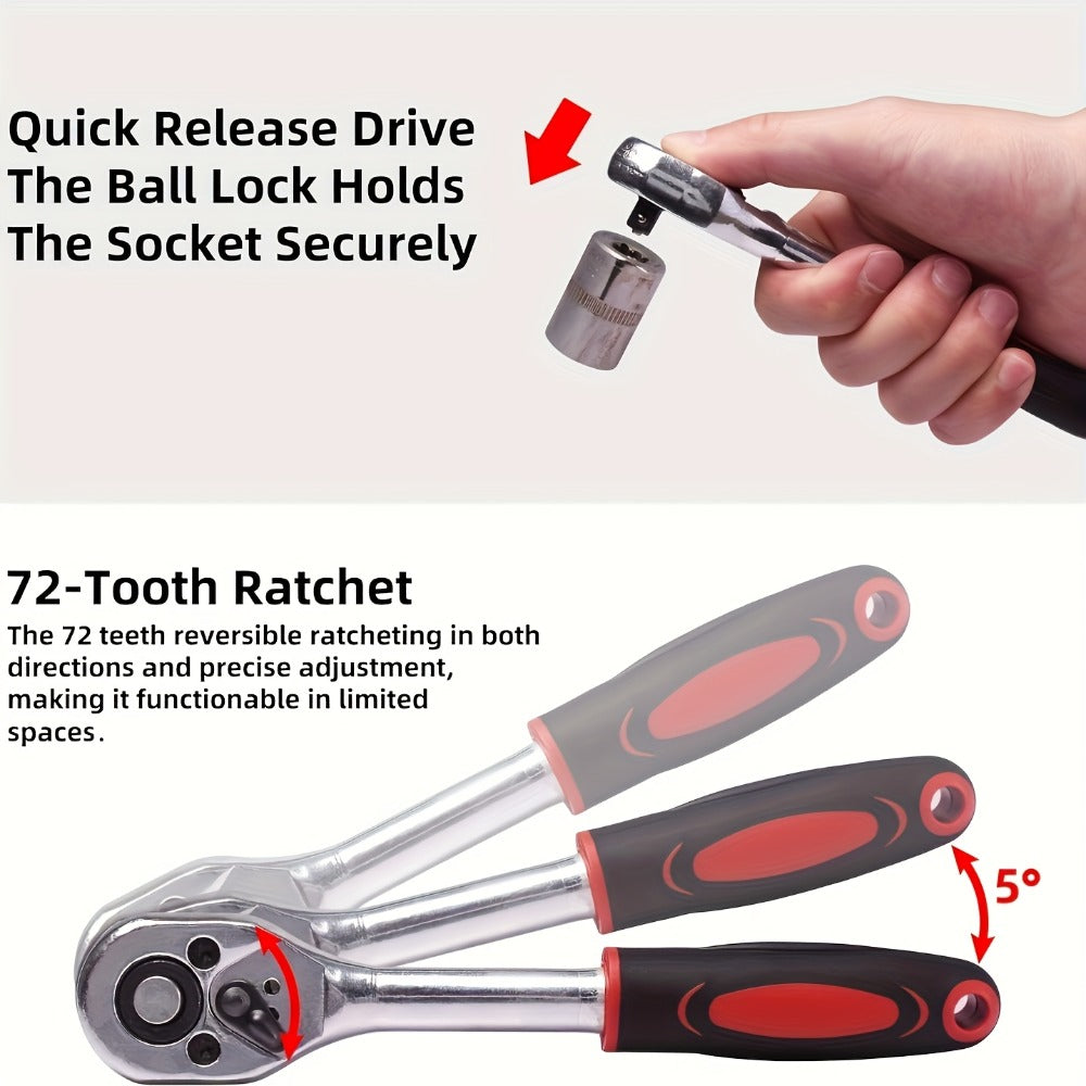 Professional Auto & Bicycle Repair Tool Set 50/53PCS ¨C Ratchet Wrench Kit | Racing-Grade Car Maintenance Tools | Socket Set for Auto Parts, Bike & Machinery Repair | Orange
