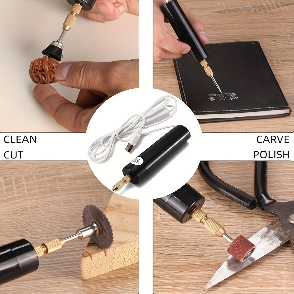 Mini Electric Drill Portable Handheld USB Rechargeable 5V Micro Drill for Jewelry Making Wood Metal Craft DIY Rotary Tool Set with Bits