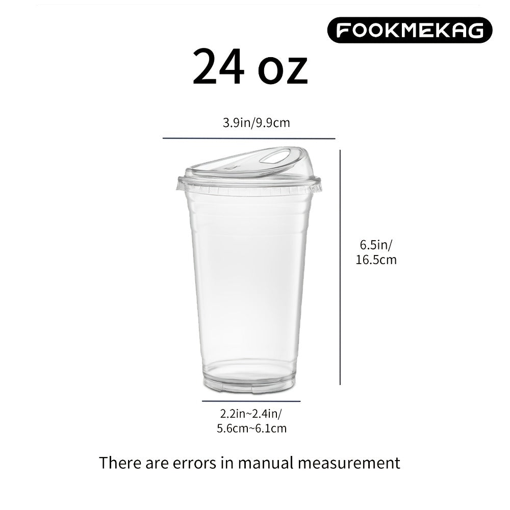 Disposable Clear PET Cups with Lids 50 Sets ¨C Transparent Plastic Cups for Coffee Smoothies Cold Drinks Parties Picnics Travel, 16oz & 20oz