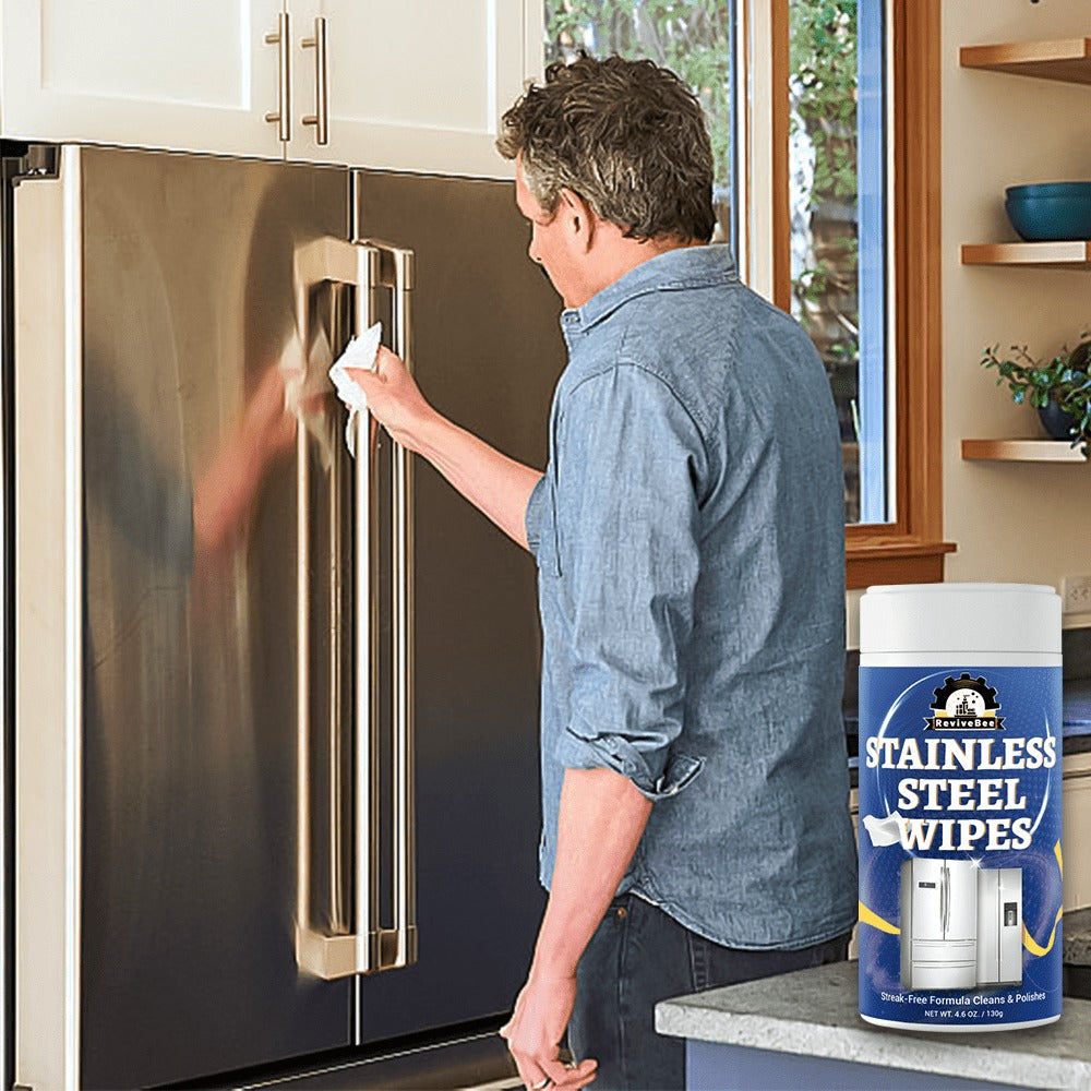 Stainless Steel Cleaning Wipes Kitchen 1 or 2 Barrel - Gentle Formula Safe for Hands, Quick Deep Cleaning of Stainless Steel Appliances Surfaces Sinks & Cookware, Streak-Free Kitchen Cleaning Wipes