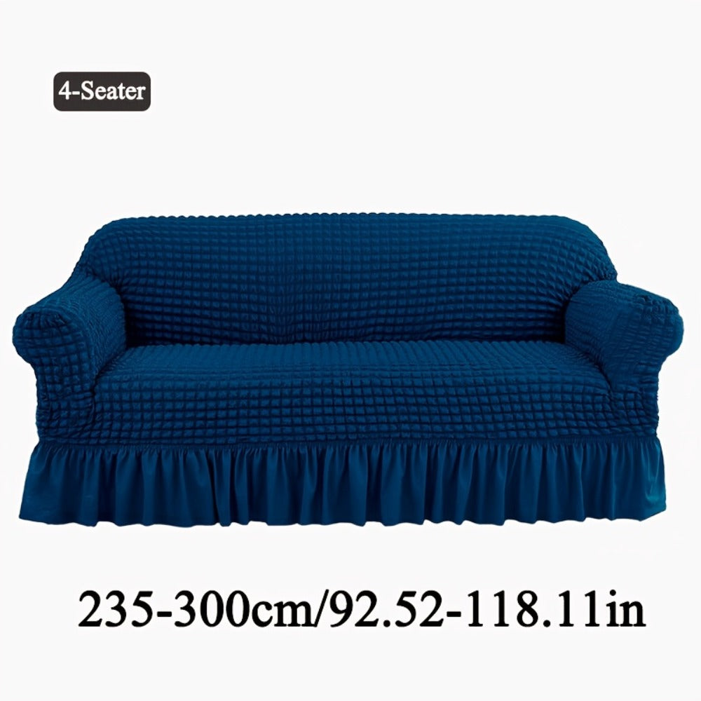 Seersucker Sofa Slipcover Elastic Band Closure Pet-Friendly All-Purpose Sofa Cover for Living Room Home Decor Protection ¡ª Single 2 4 Seater Multiple Colors