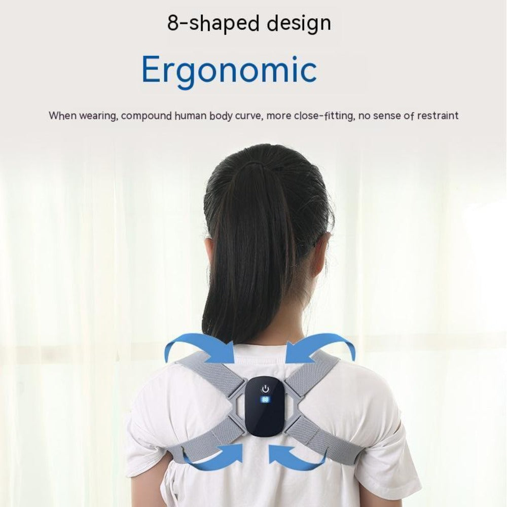 Smart Posture Corrector with Vibration Alert, Wireless Rechargeable Posture Trainer & Back Support Belt for Men Women, Adjustable Spine Correction Device for Office Gym, Hand-Washable Pink Gray Black
