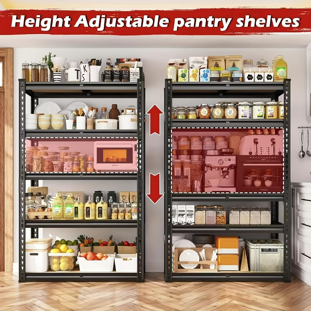 5-Tier Heavy Duty Garage Shelving Unit 2000LBS ¨C Metal & Wood Storage Shelves, Adjustable Utility Rack for Garage, Basement, Pantry, Warehouse, Kitchen & Office, Tool-Free Assembly, Black