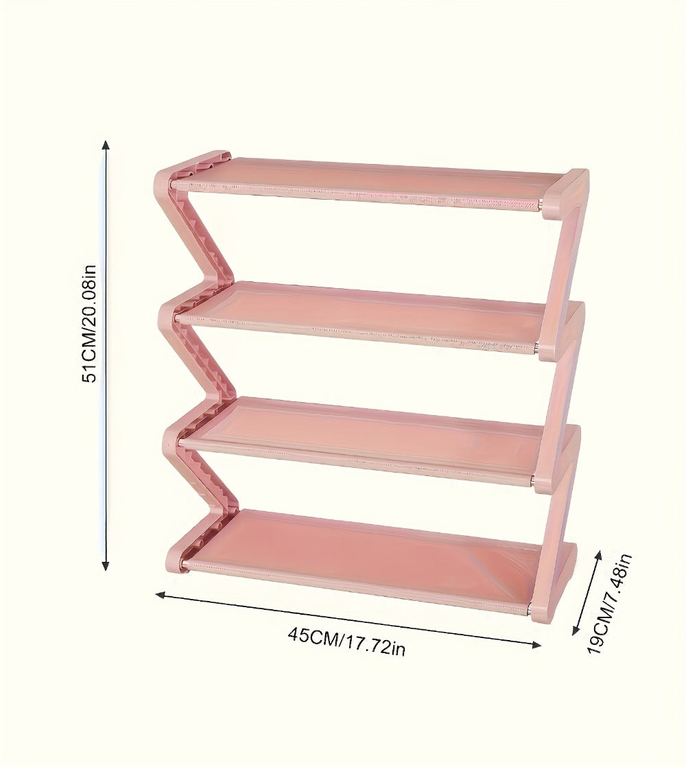 4-Tier Shoe Rack Upgraded Metal Tubes ¨C Multi-Layer Shoe Storage Organizer with Thickened Plastic Parts for Entryway, Doorway, Bedroom, Hallway & Dorm ¨C Graphite Black, Pink, Gray & Blue