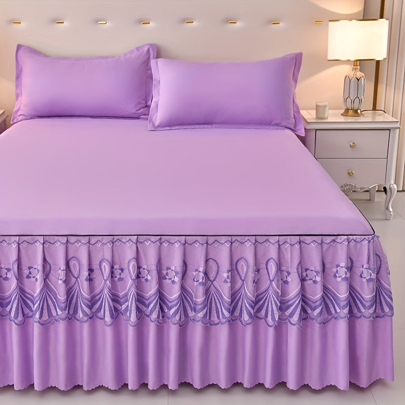 Macrame Lace Bed Skirt Set 3pcs ¨C Double Layer Non-Slip Bed Skirt with 2 Pillowcases All Seasons Twin Full Queen King