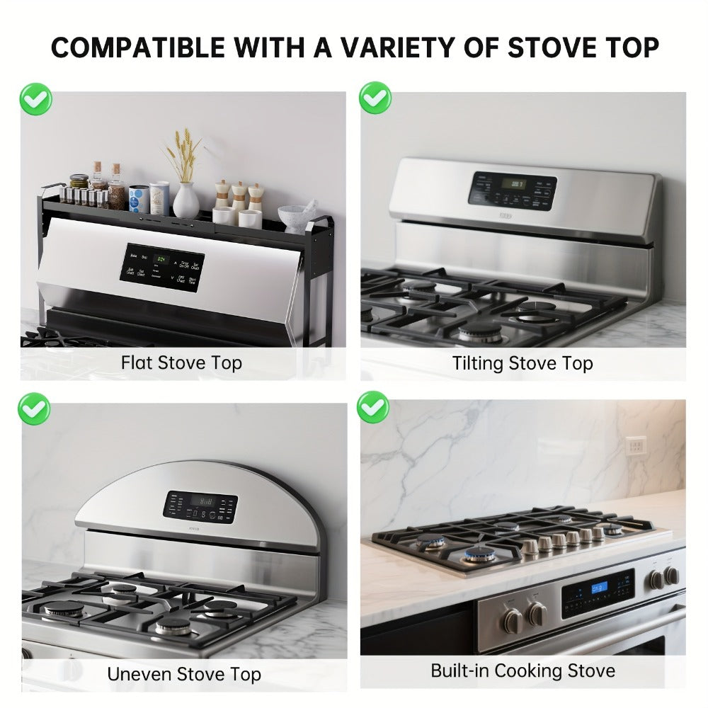 Stove Shelf Spice Rack Organizer ¨C Expandable Adjustable Height Kitchen Storage Rack for Back of Stove, Over Sink, Counter Top Organization
