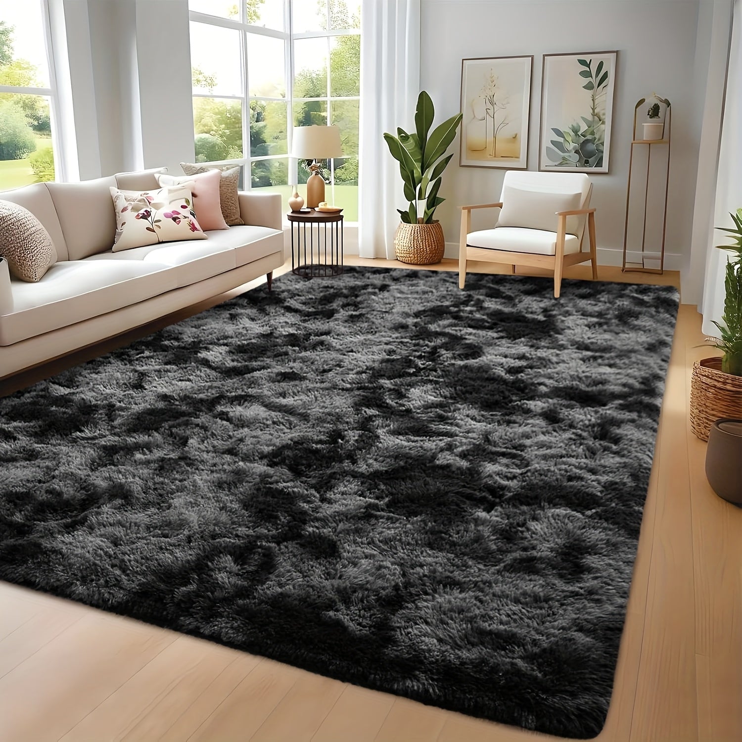 Tie-Dye Shaggy Fluffy Area Rug Non-Slip Machine Washable ¨C Soft Plush Fuzzy Carpet for Bedroom, Living Room, Hallway & Dorm ¨C 6 Colors, 4 Sizes: 2x6, 3x5, 6x9, 8x10 Ft