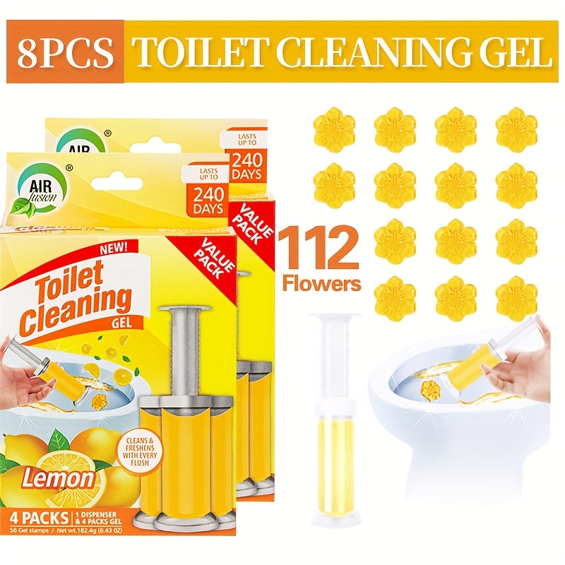 Toilet Cleaning Gel Stamp with Dispenser, Toilet Bowl Freshener & Cleaner Gel Stamps Prevent Scale & Toilet Ring, 6 Scents ¨C Ocean, Lavender, Floral, Peach, Lemon, Pine ¨C 4 Pcs or 8 Pcs Pack
