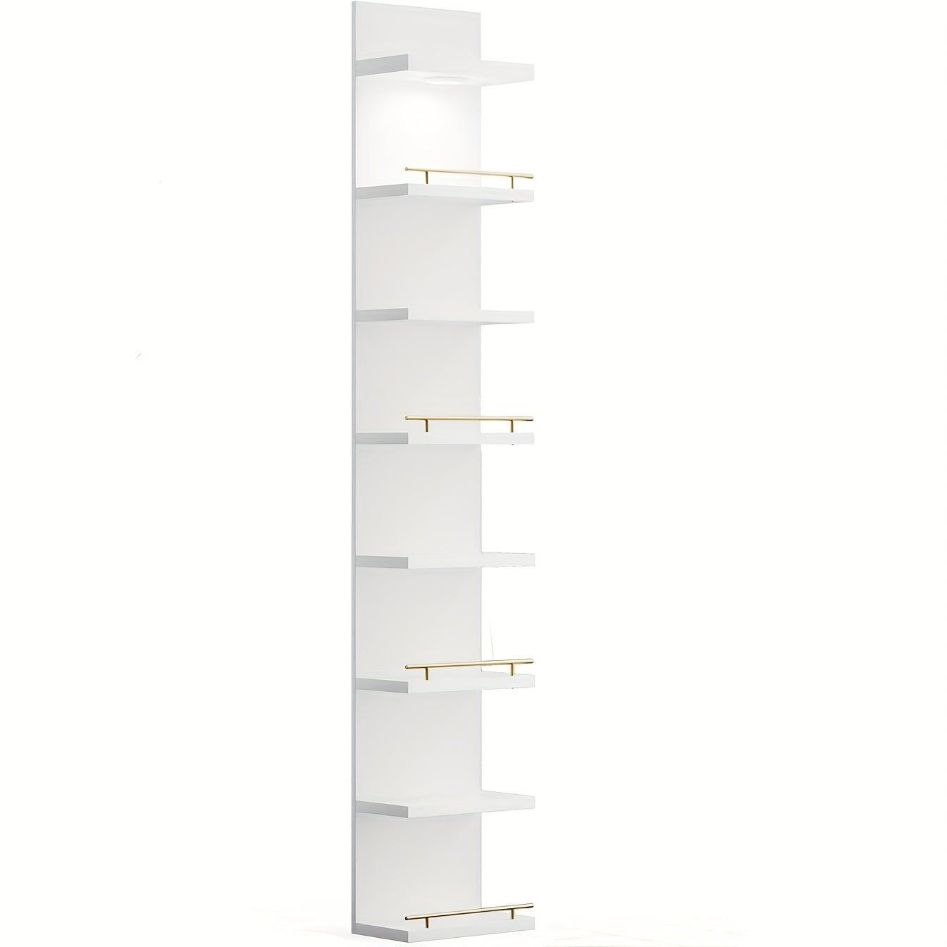 Floating Wall Shelves with LED Light - 6 & 8 Tier Wall Mounted Display Shelf Unit with Anti-Slip Rails for Bedroom, Living Room, Bathroom, Office & Dorm - Modern Space Saving Shelf (Black / White)