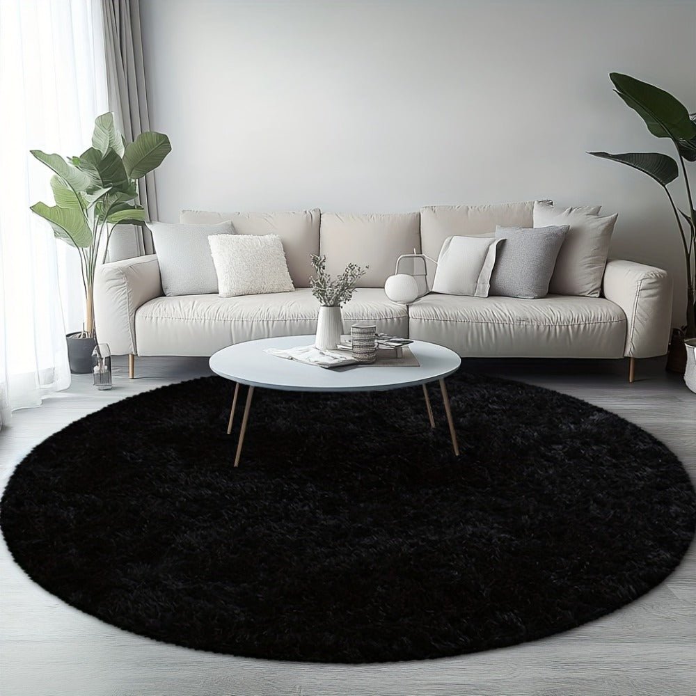 Round Shaggy Plush Rug ¨C Soft Fluffy Circular Carpet for Bedroom & Living Room, Easy Clean