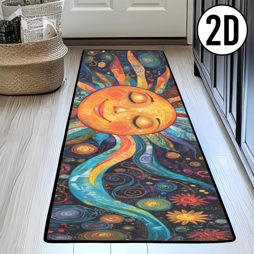 Boho Runner Rug Mandala Non-Slip Washable Soft Polyester Kitchen Hallway Mat Sun Totem Colorful Pattern Living Room Bathroom 5 Designs