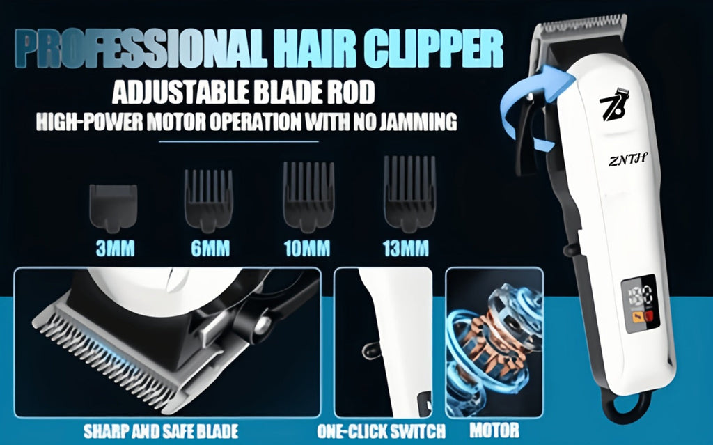 Professional Hair Clipper Kit 9-in-1 Trimmer for Haircut Bald Head Shaving LCD Display USB Fast Charge Long Battery Stainless Steel Blade 4 Guide Combs for Home Barbershop