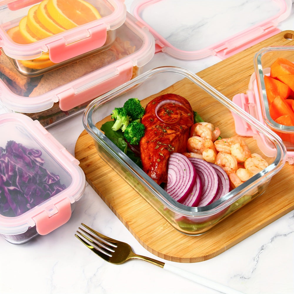 Glass Food Storage Containers with Airtight Lids - Borosilicate Glass Meal Prep Containers Set, Microwave Dishwasher Freezer Safe, BPA Free, Leak Proof Lunch Containers for Kitchen