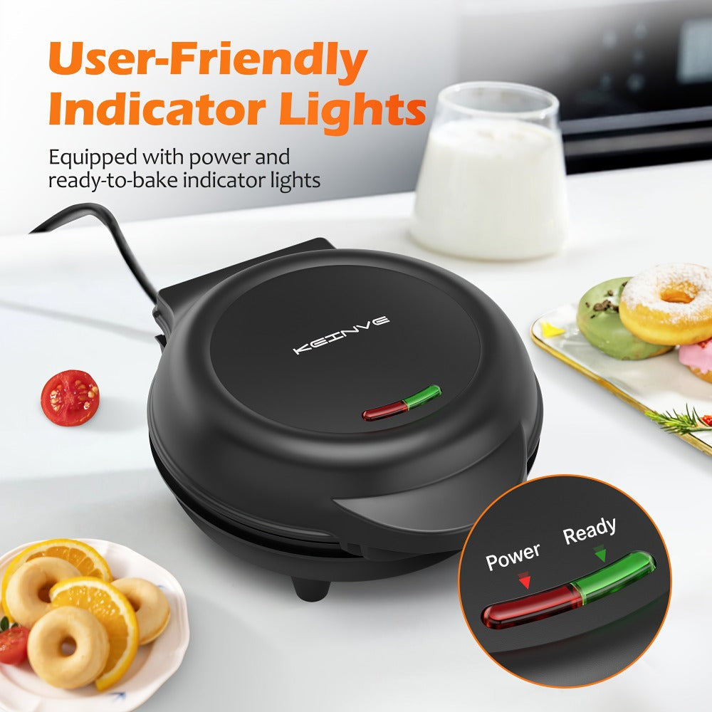 Mini Donut Maker Machine 7 Slots - Non-Stick Electric Donut Maker for Kids, Quick Breakfast Snack Dessert Baking, Makes 7 Mini Donuts