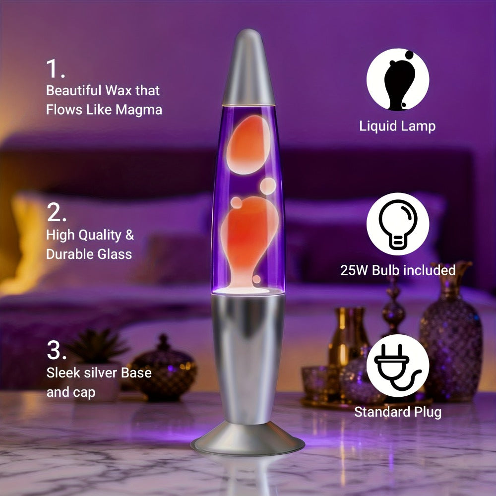 Lava Lamp 16 Inch for Bedroom Living Room Office, Relaxing Liquid Motion Lamp with Purple Water Yellow Wax, Retro Night Light Home Decor Accent