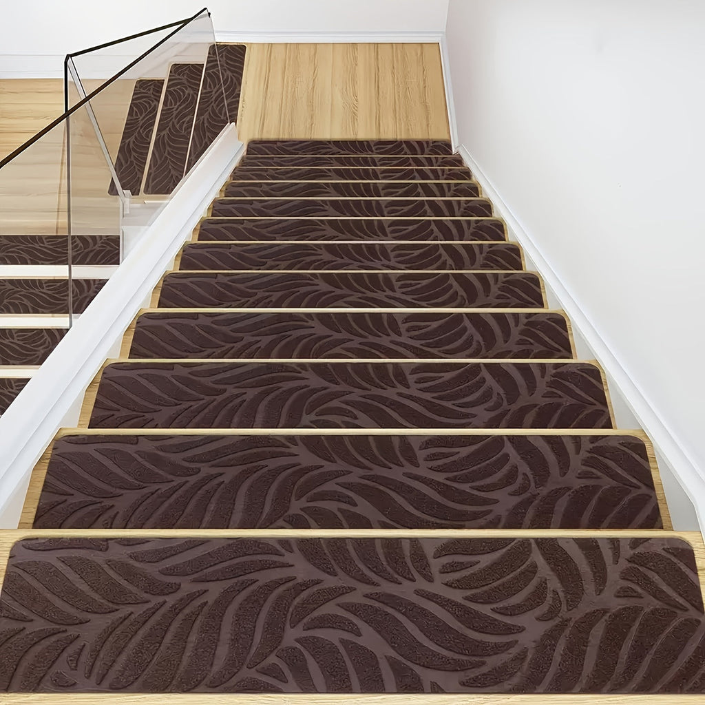 Non-Slip Stair Treads 15 Pack ¨C Self-Adhesive Indoor Stair Mats for Wooden Steps, Washable Polyester Carpet Runners, Protects Stairs & Prevents Slipping for Kids, Pets & Elderly