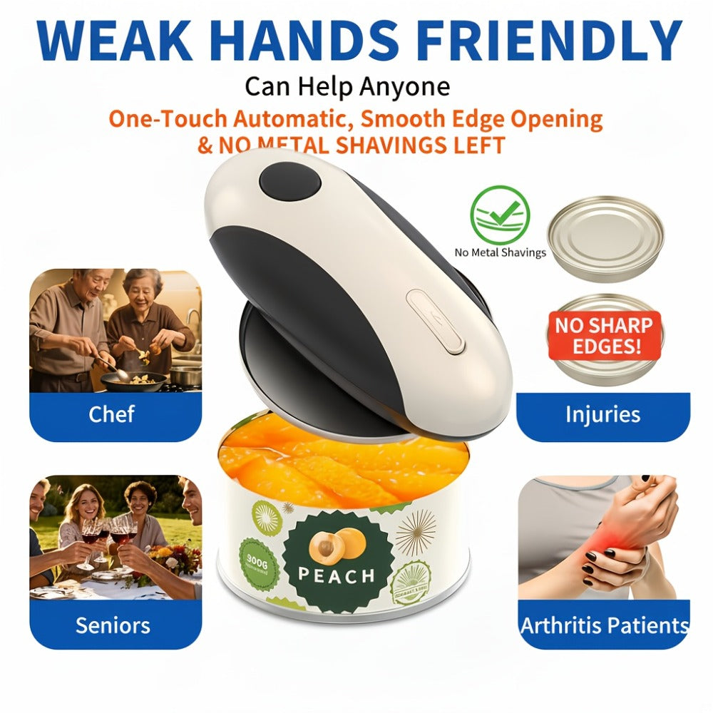 Electric Can Opener One-Touch Automatic ¨C USB Rechargeable, Smooth Edge Safety, Auto Power-Off, Cordless for Kitchen, Camping & Seniors