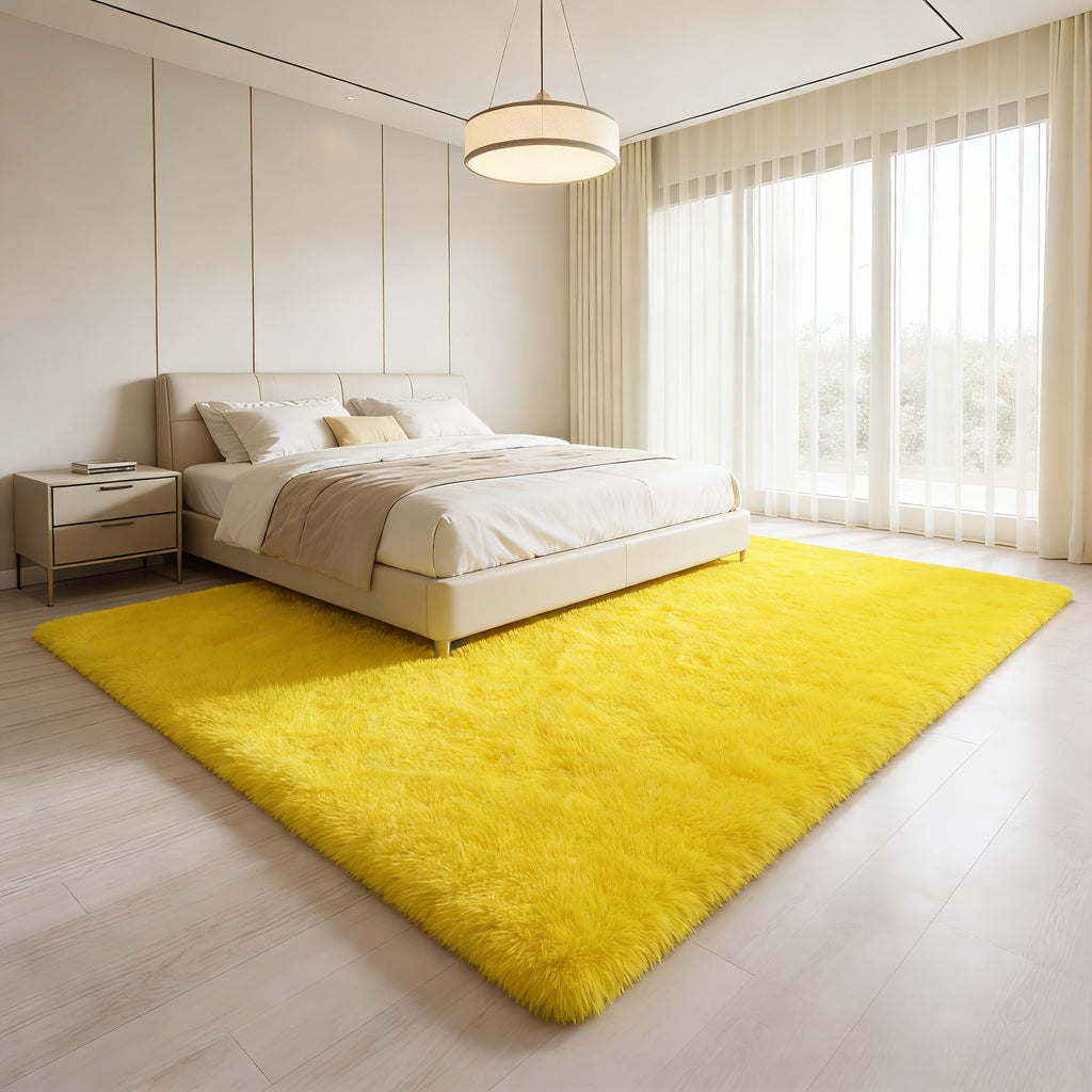 Round Faux Fur Area Rug - Soft Plush Circle Carpet for Living Room Bedroom, Machine Washable, Multiple Colors & Sizes