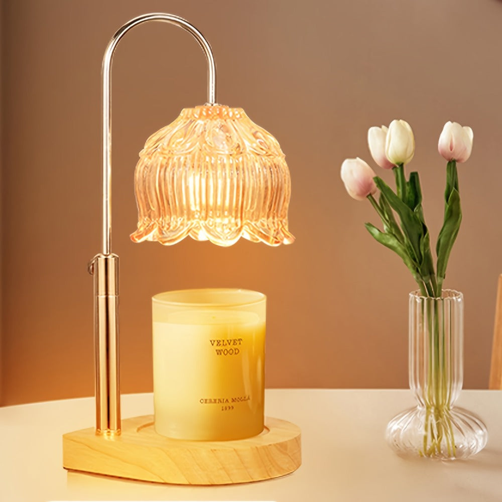 Candle Warmer Lamp Adjustable Height Dimmable Flameless Scented Wax Melt Vintage Iron Tabletop Light with Timer 120V Plug-In for Home Decor Bedroom Living Room Mother's Day Christmas Gift