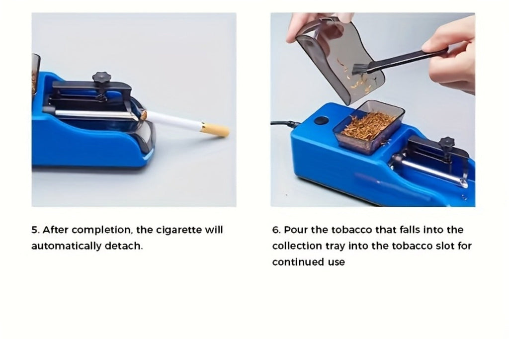 Electric Cigarette Rolling Machine USB Rechargeable Automatic Cigarette Roller 2-Second Rapid Roll High Power Motor Stainless Steel Durable Portable Tobacco Injector Black Blue