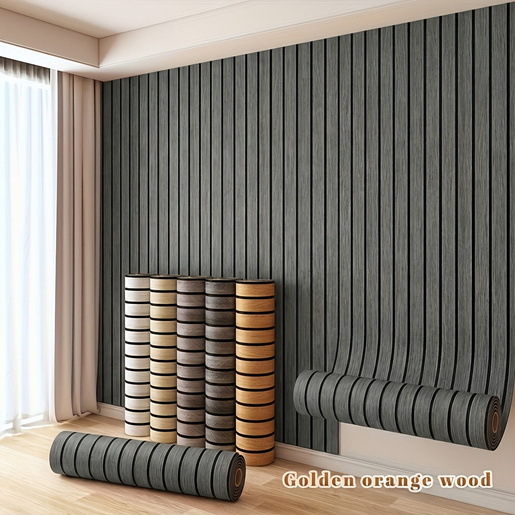 3D Wood Grain Wall Panels Self-Adhesive Peel and Stick Soundproof Grid Board Thick Matte Finish Wallpaper for Walls Ceilings Curved Surfaces Home Decor Easy Install