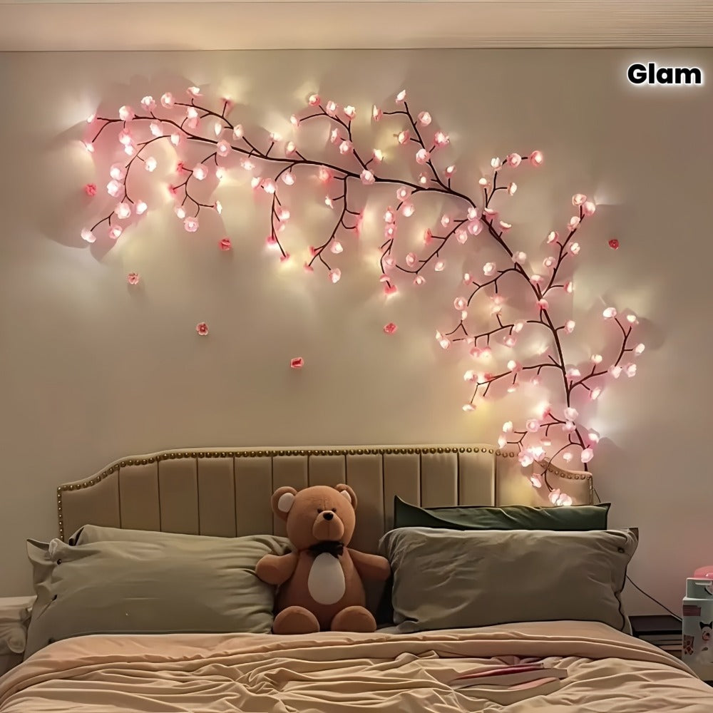 Cherry Blossom Tree Light 48 LED Artificial Flower Branch Lamp Bedroom Wall Decor Atmosphere Night Light for Wedding Party Restaurant Prom Christmas Home Holiday Novelty Lighting 62.99 inch