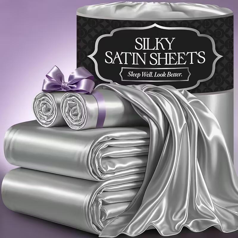Satin Bed Sheets Set 2100TC Ultra Soft 3/4pcs ¨C Silky Smooth Breathable Satin Bedding for Twin Full Queen King, 5-Star Luxury Hotel Experience, Solid Color, 7 Colors Available