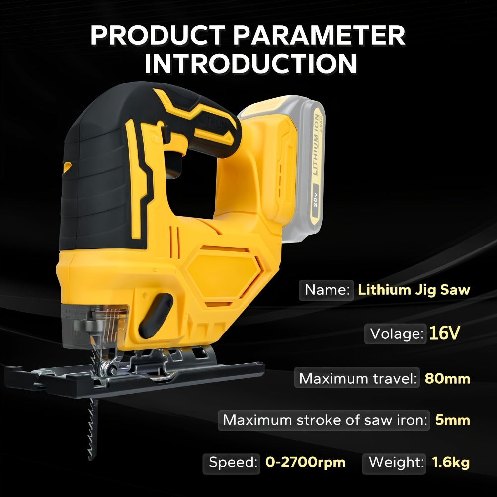 Cordless Jigsaw Compatible with DeWalt 20V Battery - Variable Speed 0-2700 RPM, 80mm Cutting Depth, LED Work Light, 0¡ã-45¡ã Bevel, 3 Orbital Settings for Wood Metal PVC Cutting