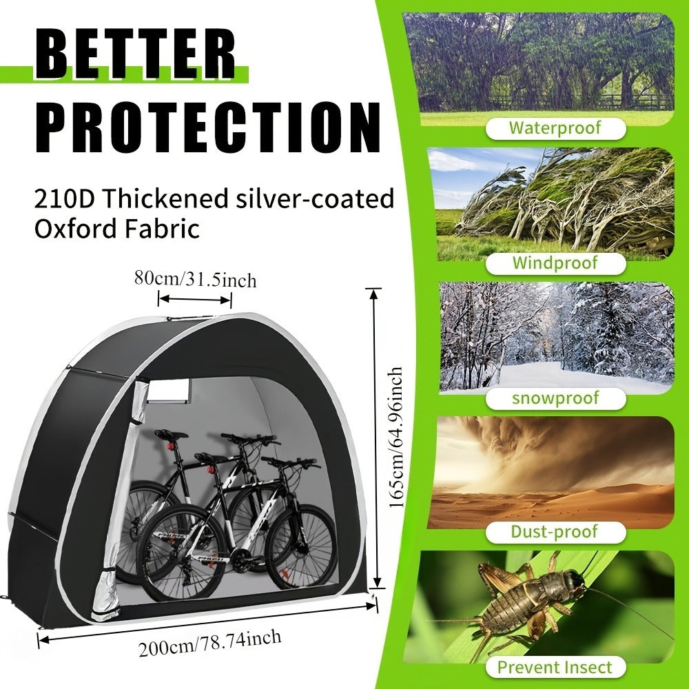Bike Storage Shed Tent Outdoor Waterproof Bicycle Cover Shelter 210D Oxford PU4000 for 2-3 Bikes Lawn Mower Garden Tool Storage