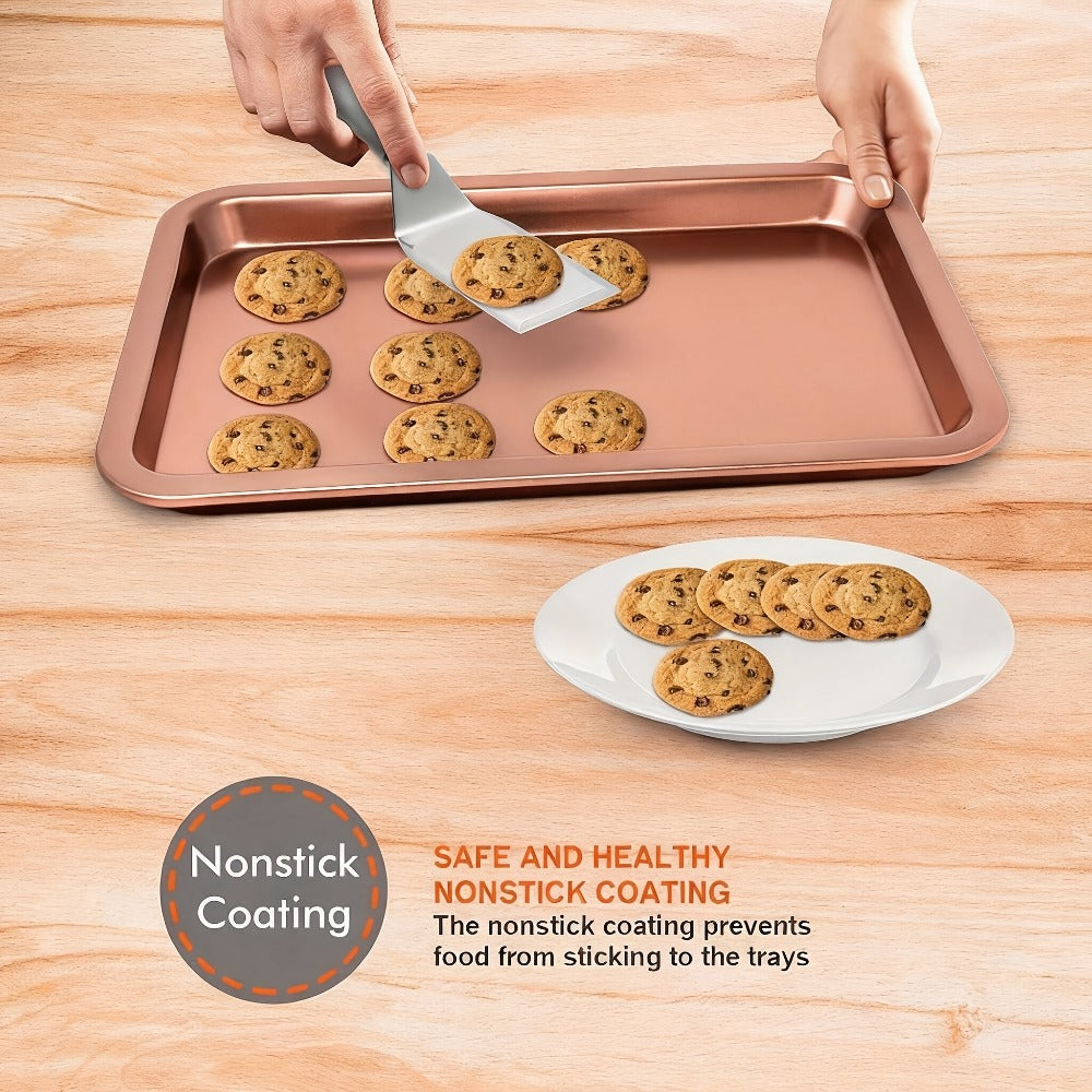Nonstick Bakeware Pan Set, 8-Piece Carbon Steel Oven Baking Set with Cookie Sheet, 2 Round Cake Pans, Square Pan, Bread Pan, Pizza Pan & 12-Cup Muffin Pan, Complete Kitchen Baking Supplies