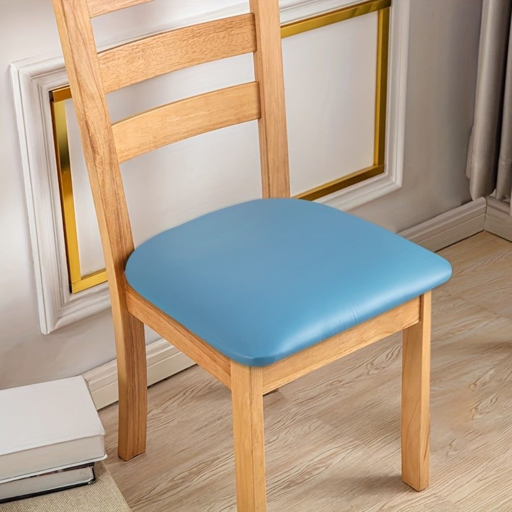 Waterproof PU Leather Dining Chair Cushion Covers Removable Stretch Seat Slipcovers for Dining Room Kitchen Hotel Set of 4 or 6