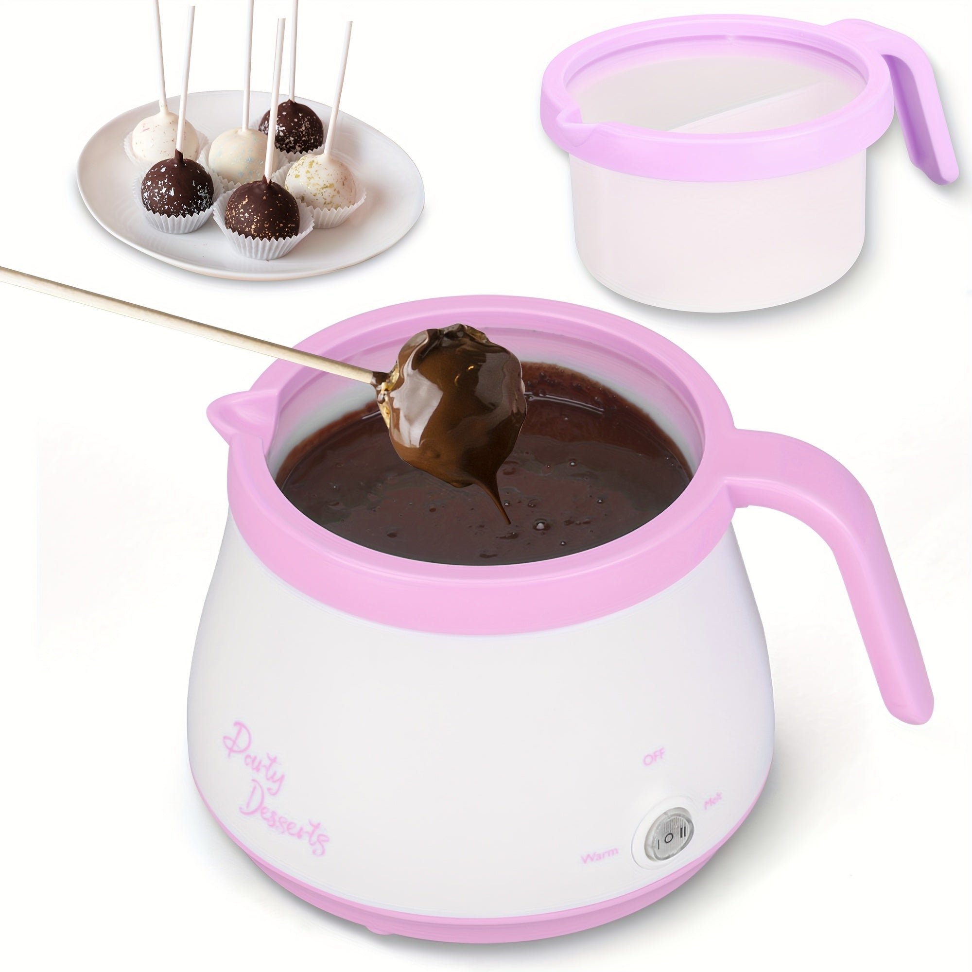 Electric Fondue Pot Chocolate Melting Pot with 2 Pots for Candy & Chocolate - 2.5 Cup Capacity, Non-Stick Dual Melting Pots for Cake Pops, Cookies, Cakes & Dipping, Easy to Use & Clean, Perfect Gift