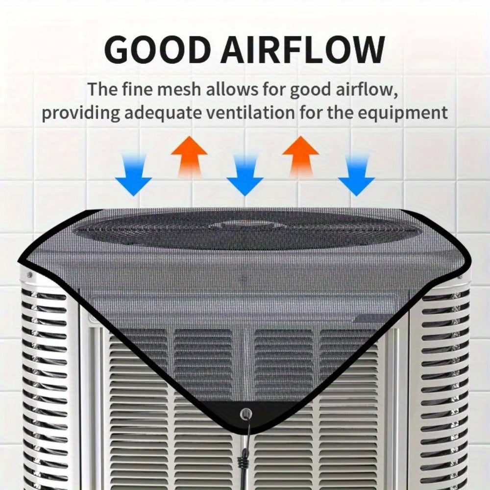 Outdoor Air Conditioner Cover 26¡±x26¡±, Universal PVC Mesh AC Unit Protector, Prevents Leaves Debris Snow, Weatherproof Outdoor AC Cover for Winter Christmas Season