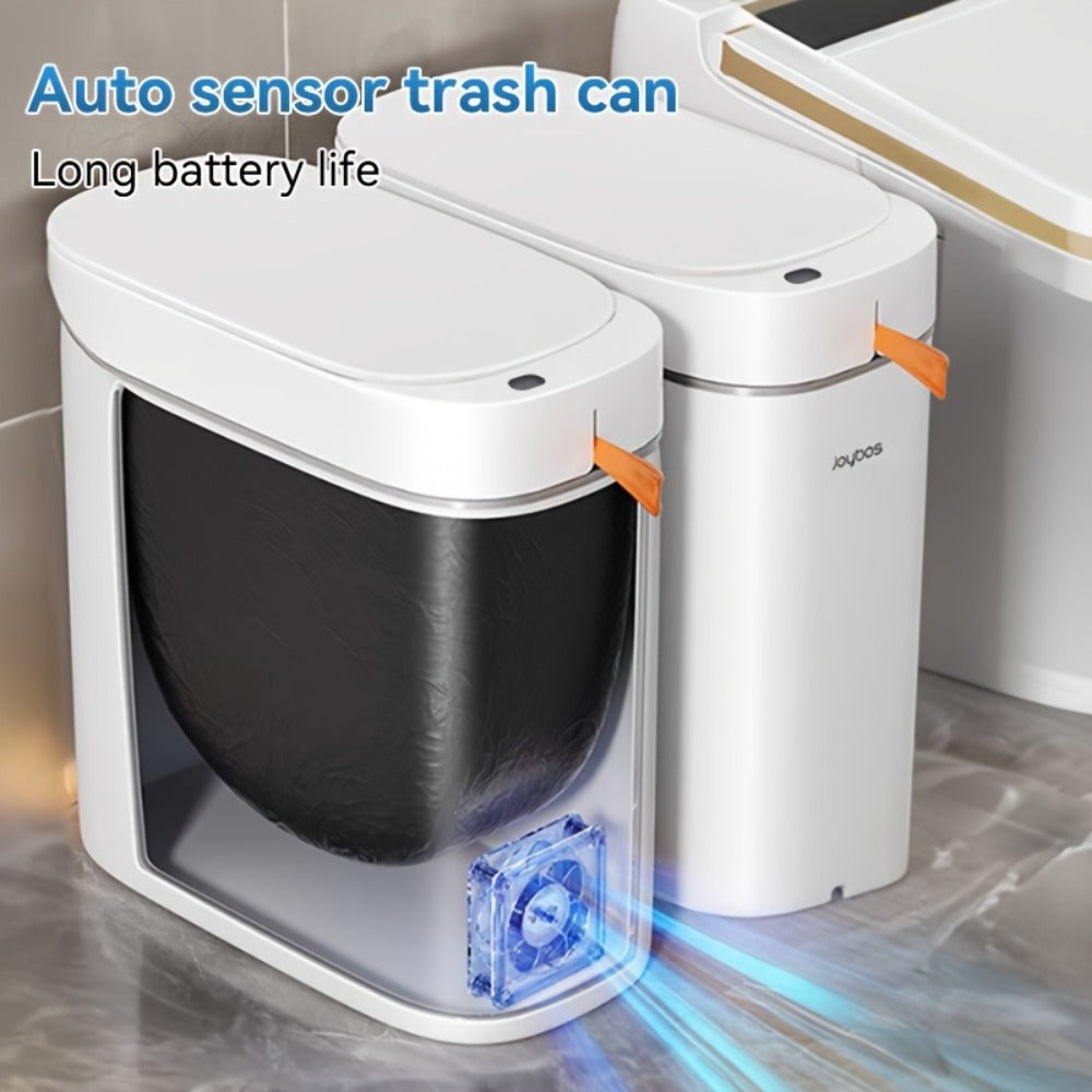 Automatic Sensor Trash Can Self-Emptying 3.8 Gallon with Drawstring Bags - Hands Free Infrared Smart Waste Bin for Bathroom Kitchen Bedroom Office Dorm Room